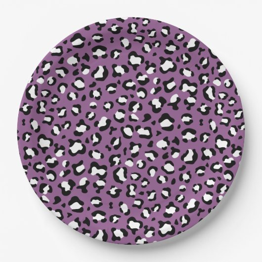 ヒョウ柄、ヒョウ模様、紫ヒョウ ペーパープレート (正面)