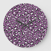 ヒョウ柄、ヒョウ模様、紫ヒョウ ラージ壁時計 (正面)