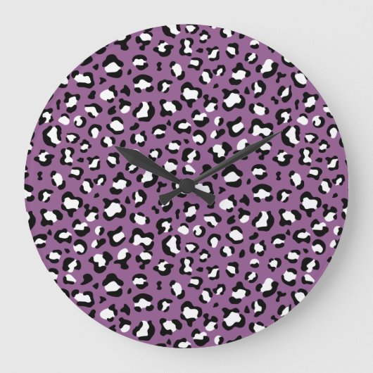 ヒョウ柄、ヒョウ模様、紫ヒョウ ラージ壁時計 (正面)