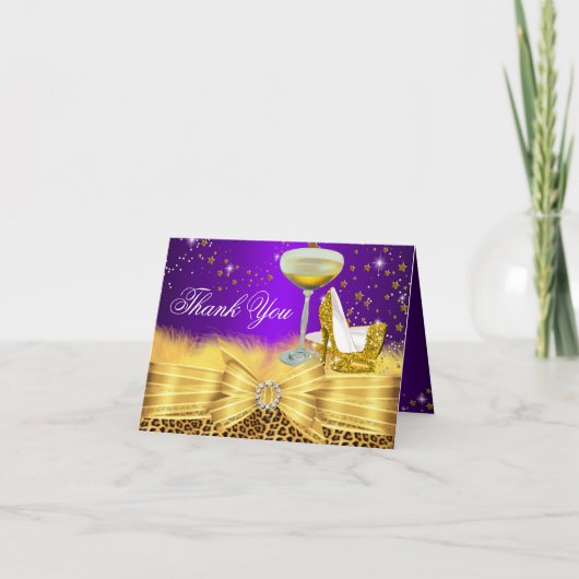 ヒョウ柄&ヒール紫サンキューカード サンキューカード (正面)