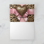 ヒョウ柄 ピンク リボン バレンタインデー ハート カード (内部)