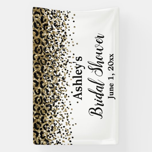 ヒョウ柄 ブライダルシャワー フォトブース プロップ フォトボックス 横断幕 (縦)