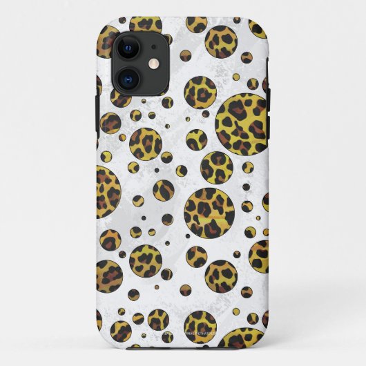 ヒョウ柄 ブラウンとイエロー ポルカドット Case-Mate iPhoneケース (裏面)