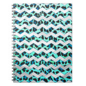 ヒョウ柄 ブラックとターコイズプリント ノートブック (正面)