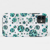 ヒョウ柄 ブラックとターコイズプリント Case-Mate iPhoneケース (裏面(横))