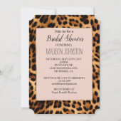 ヒョウ柄 ブラッシュピンク シック ゴールド グラム 招待状 (正面)