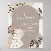 ヒョウ柄 ベビーシャワーまたはブライズシャワーの看板 ポスター (正面)