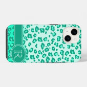 ヒョウ柄 ミント モノグラム iPhone カーゼ iPhoneケース (裏面横)