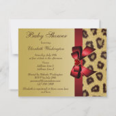 ヒョウ柄、リボン＆ハートのベビーシャワー 招待状 (裏面)