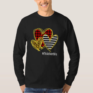 ヒョウ柄 レッド チェック ストライプ ハート 先生 バレ Tシャツ