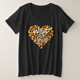 ヒョウ柄 | ワイルドで自由なハート | ラブTシャツ プラスサイズTシャツ