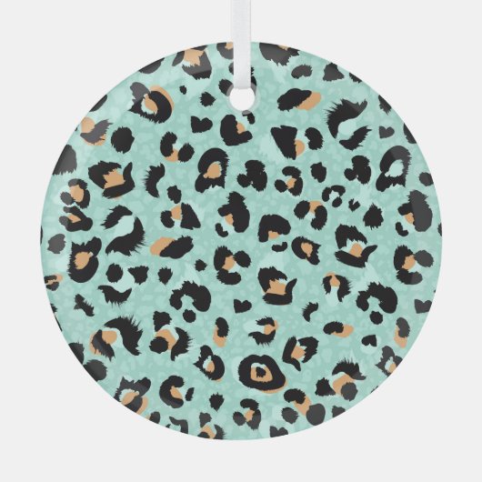 ヒョウ柄、動物柄 ガラスオーナメント (正面)