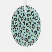 ヒョウ柄、動物柄 ガラスオーナメント (正面左)