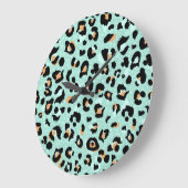 ヒョウ柄、動物柄 ラージ壁時計 (傾斜)