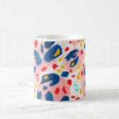 ヒョウ柄：手色彩の鮮やかの水色。 コーヒーマグカップ (中央)