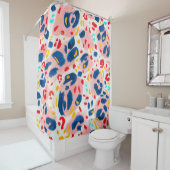 ヒョウ柄:手色彩の鮮やかの水色。 シャワーカーテン (インサイチュ)