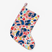 ヒョウ柄：手色彩の鮮やかの水色。 スモールクリスマスストッキング (正面 (吊り時))