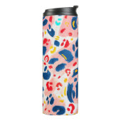 ヒョウ柄:手色彩の鮮やかの水色。 タンブラー (回転左)