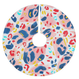 ヒョウ柄：手色彩の鮮やかの水色。 ブラッシュドポリエステルツリースカート