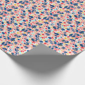 ヒョウ柄：手色彩の鮮やかの水色。 ラッピングペーパー (角)