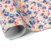 ヒョウ柄:手色彩の鮮やかの水色。 ラッピングペーパー (ロールコーナー)