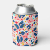 ヒョウ柄：手色彩の鮮やかの水色。 缶クーラー (缶正面)