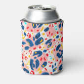 ヒョウ柄：手色彩の鮮やかの水色。 缶クーラー (缶裏面)