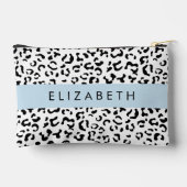 ヒョウ柄,斑点,白黒,あなたの名前 アクセサリーポーチ (裏面)