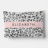 ヒョウ柄,斑点,白黒,あなたの名前 アクセサリーポーチ (裏面)