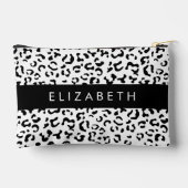 ヒョウ柄，斑点，白黒，あなたの名前 アクセサリーポーチ (裏面)