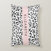 ヒョウ柄,斑点,白黒,あなたの名前 アクセントクッション (正面(垂直))