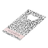 ヒョウ柄，斑点，白黒，あなたの名前 クレジットカード栓抜き (裏面アングル)