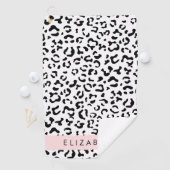 ヒョウ柄,斑点,白黒,あなたの名前 ゴルフタオル (インサイチュ)