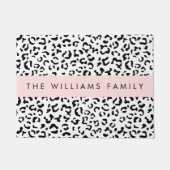 ヒョウ柄，斑点，白黒，あなたの名前 ドアマット (正面)