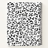 ヒョウ柄,斑点,白黒,あなたの名前 ノートブック (裏面)