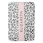 ヒョウ柄，斑点，白黒，あなたの名前 バスマット (正面縦)