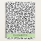 ヒョウ柄，斑点，白黒，あなたの名前 プランナー手帳 (正面)