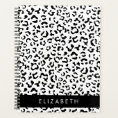 ヒョウ柄，斑点，白黒，あなたの名前 プランナー手帳 (正面)