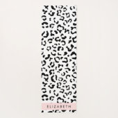 ヒョウ柄,斑点,白黒,あなたの名前 ヨガマット (裏面)