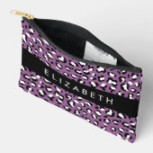 ヒョウ柄、斑点、紫ヒョウ、あなたの名前 アクセサリーポーチ (見開き)