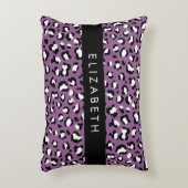 ヒョウ柄、斑点、紫ヒョウ、あなたの名前 アクセントクッション (正面(垂直))
