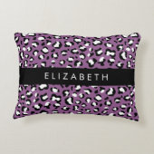 ヒョウ柄、斑点、紫ヒョウ、あなたの名前 アクセントクッション (裏面)