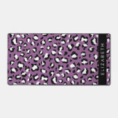 ヒョウ柄、斑点、紫ヒョウ、あなたの名前 デスクマット (正面)