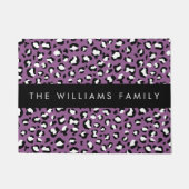 ヒョウ柄、斑点、紫ヒョウ、あなたの名前 ドアマット (正面)