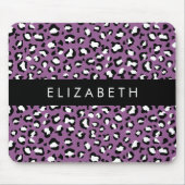 ヒョウ柄、斑点、紫ヒョウ、あなたの名前 マウスパッド (正面)