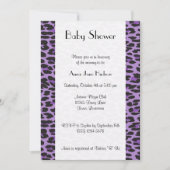 ヒョウ柄、紫ヒョウ、赤ちゃんシャワー 招待状 (正面)