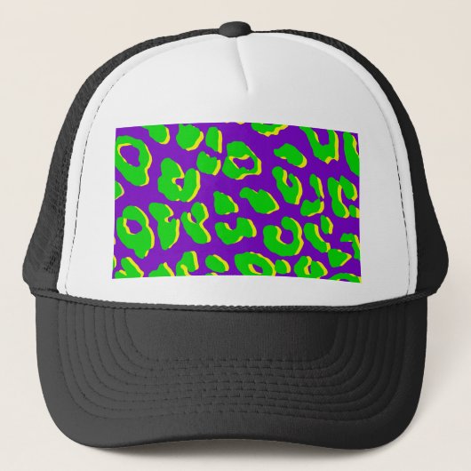 ヒョウ柄 緑 紫 黄色 キャップ (正面)