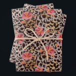 ヒョウ柄 花柄 フラワー ラッピングペーパーシート<br><div class="desc">このラッピングペーパーは、淡い茶色の背景に、鮮やかなピンクの花と黒のヒョウ柄がプリントされた、楽しくてワイルドなデザインです。誕生日パーティー、結婚式前の披露宴、ベビーシャワー、ウェディングシャワーなど、どんな行事にもぴったりです。当店で取り扱っている関連商品はこちら。</div>