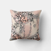 ヒョウ柄，花，鎖，バラ クッション (裏面)