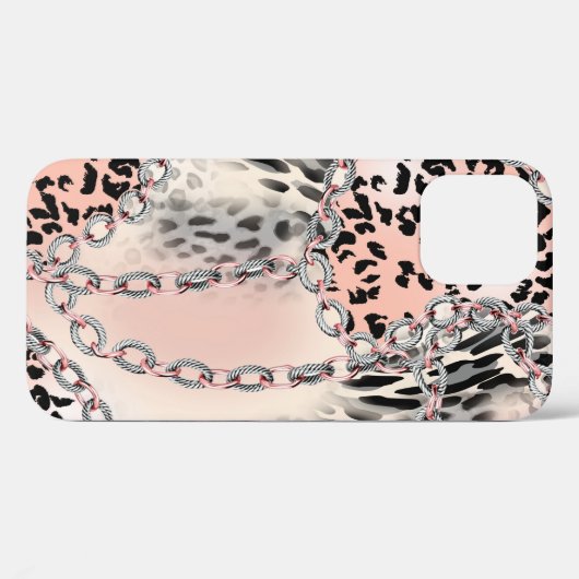 ヒョウ柄，花，鎖，バラ Case-Mate iPhoneケース (裏面 (横))